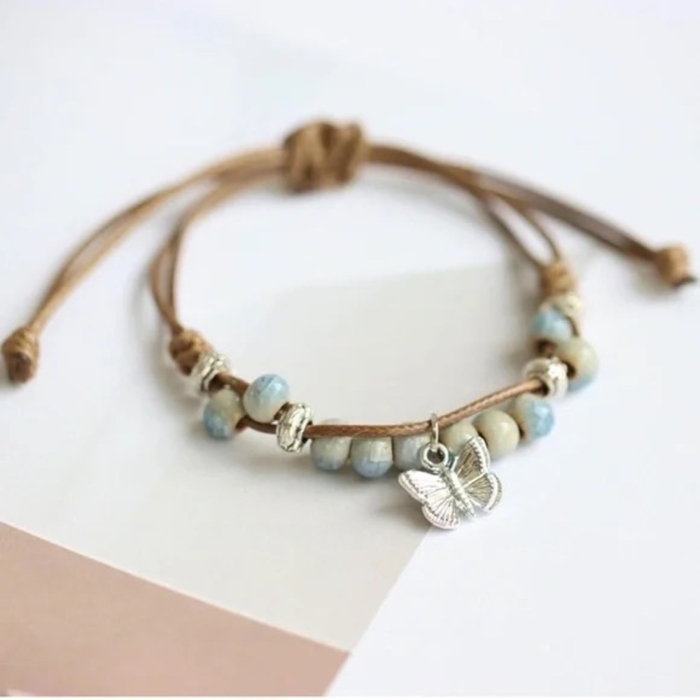 Boho Butterfly Charm Beaded Bracelet